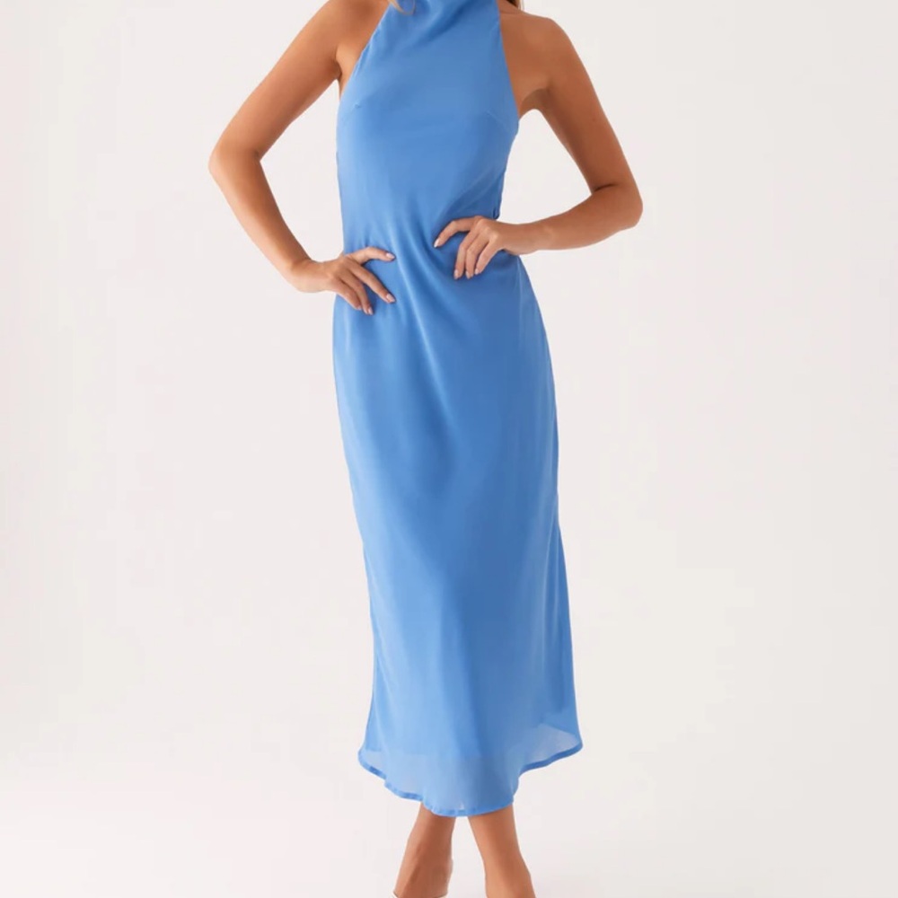 Elegant Blue Halter Dress